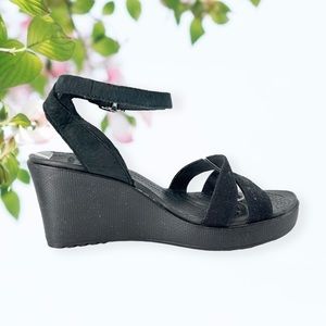 Crocs Black Wedge Sandals
